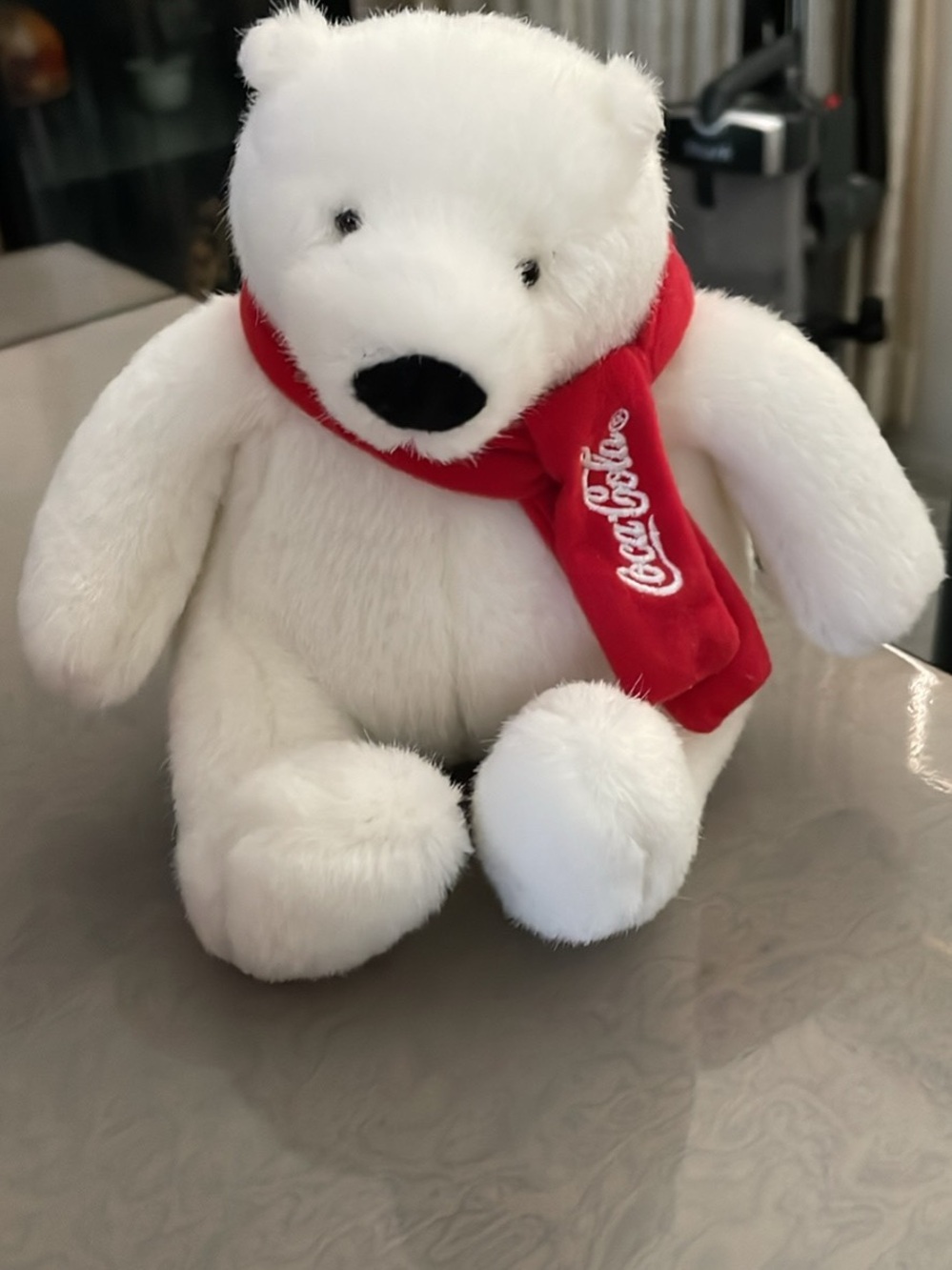 Coca Cola White Polar Bear Plush with Red Scarf Logo
